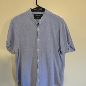 Zara Mens Light Blue Casual Button Down Shirt 100% Cotton Size Xl